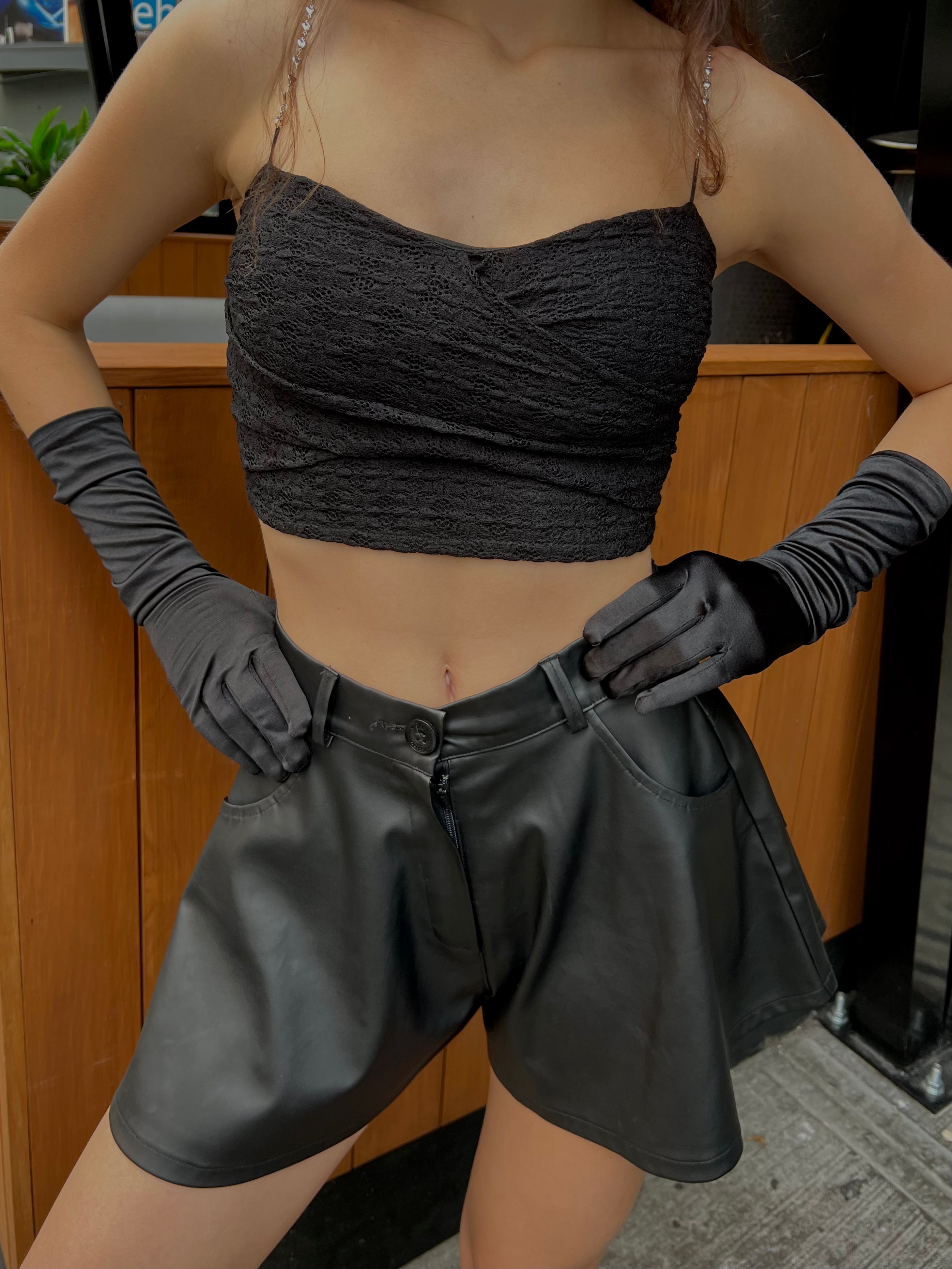 High-Waisted Faux Leather Shorts